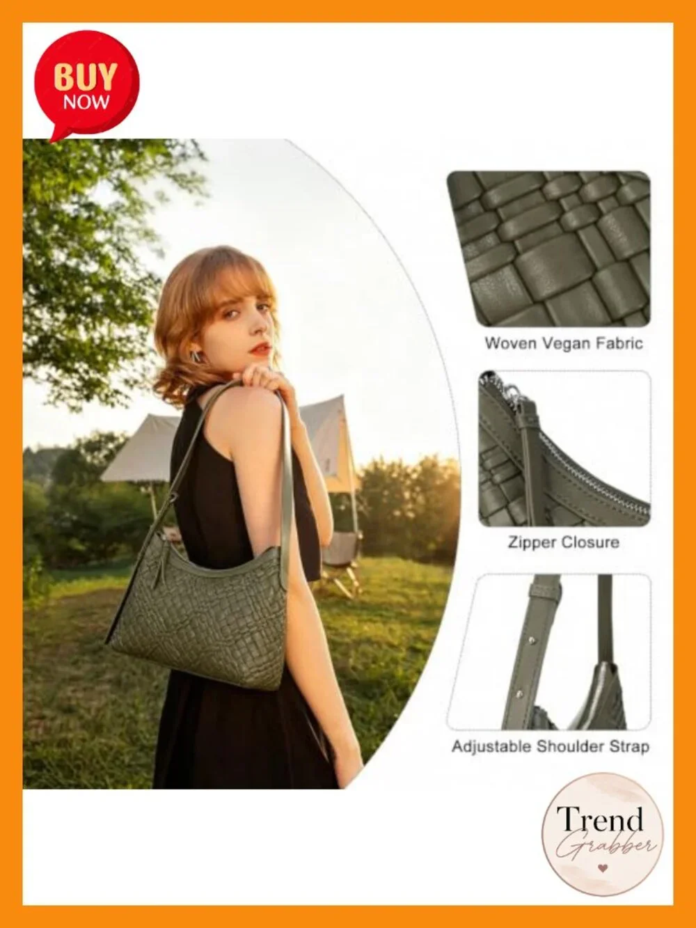 Handwoven Vegan Leather Hobo Shoulder Bag Adjustable Strap